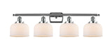 916-4W-PC-G71 4-Light 36" Polished Chrome Bath Vanity Light - Matte White Cased Large Bell Glass - LED Bulb - Dimmensions: 36 x 8 x 11 - Glass Up or Down: Yes