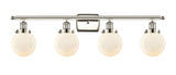 916-4W-PN-G201-6 4-Light 36" Polished Nickel Bath Vanity Light - Matte White Cased Beacon Glass - LED Bulb - Dimmensions: 36 x 8 x 11 - Glass Up or Down: Yes
