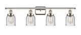 916-4W-PN-G54 4-Light 36" Polished Nickel Bath Vanity Light - Seedy Small Bell Glass - LED Bulb - Dimmensions: 36 x 6.5 x 12 - Glass Up or Down: Yes