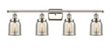 916-4W-PN-G58 4-Light 36" Polished Nickel Bath Vanity Light - Silver Plated Mercury Small Bell Glass - LED Bulb - Dimmensions: 36 x 6.5 x 12 - Glass Up or Down: Yes