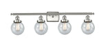 916-4W-SN-G204-6 4-Light 36" Brushed Satin Nickel Bath Vanity Light - Seedy Beacon Glass - LED Bulb - Dimmensions: 36 x 8 x 11 - Glass Up or Down: Yes