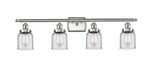 916-4W-SN-G52 4-Light 36" Brushed Satin Nickel Bath Vanity Light - Clear Small Bell Glass - LED Bulb - Dimmensions: 36 x 6.5 x 12 - Glass Up or Down: Yes