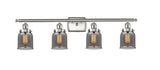 916-4W-SN-G53 4-Light 36" Brushed Satin Nickel Bath Vanity Light - Plated Smoke Small Bell Glass - LED Bulb - Dimmensions: 36 x 6.5 x 12 - Glass Up or Down: Yes