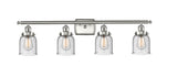 916-4W-SN-G54 4-Light 36" Brushed Satin Nickel Bath Vanity Light - Seedy Small Bell Glass - LED Bulb - Dimmensions: 36 x 6.5 x 12 - Glass Up or Down: Yes