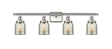 916-4W-SN-G58 4-Light 36" Brushed Satin Nickel Bath Vanity Light - Silver Plated Mercury Small Bell Glass - LED Bulb - Dimmensions: 36 x 6.5 x 12 - Glass Up or Down: Yes