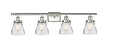 916-4W-SN-G64 4-Light 36" Brushed Satin Nickel Bath Vanity Light - Seedy Small Cone Glass - LED Bulb - Dimmensions: 36 x 8 x 11 - Glass Up or Down: Yes