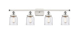 916-4W-WPC-G54 4-Light 36" White and Polished Chrome Bath Vanity Light - Seedy Small Bell Glass - LED Bulb - Dimmensions: 36 x 6.5 x 12 - Glass Up or Down: Yes