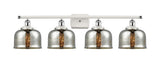 4-Light 36" Black Antique Brass Bath Vanity Light - Silver Plated Mercury Large Bell Glass LED