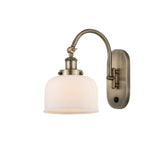 918-1W-AB-G71 1-Light 8" Antique Brass Sconce - Matte White Cased Large Bell Glass - LED Bulb - Dimmensions: 8 x 14 x 12.5 - Glass Up or Down: Yes