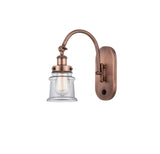 918-1W-AC-G182S 1-Light 6.5" Antique Copper Sconce - Clear Small Canton Glass - LED Bulb - Dimmensions: 6.5 x 12.625 x 12.25 - Glass Up or Down: Yes