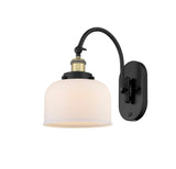 918-1W-BAB-G71 1-Light 8" Black Antique Brass Sconce - Matte White Cased Large Bell Glass - LED Bulb - Dimmensions: 8 x 14 x 12.5 - Glass Up or Down: Yes