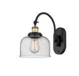 918-1W-BAB-G74 1-Light 8" Black Antique Brass Sconce - Seedy Large Bell Glass - LED Bulb - Dimmensions: 8 x 14 x 12.5 - Glass Up or Down: Yes