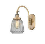 1-Light 7" Antique Brass Sconce - Clear Chatham Glass LED