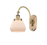 1-Light 7" Antique Brass Sconce - Matte White Cased Fulton Glass LED