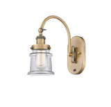 918-1W-BB-G182S 1-Light 6.5" Brushed Brass Sconce - Clear Small Canton Glass - LED Bulb - Dimmensions: 6.5 x 12.625 x 12.25 - Glass Up or Down: Yes