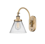 1-Light 8" Antique Brass Sconce - Clear Large Cone Glass LED