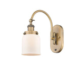 918-1W-BB-G51 1-Light 5" Brushed Brass Sconce - Matte White Cased Small Bell Glass - LED Bulb - Dimmensions: 5 x 12.5 x 12.5 - Glass Up or Down: Yes