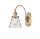 918-1W-BB-G62 1-Light 6.25" Brushed Brass Sconce - Clear Small Cone Glass - LED Bulb - Dimmensions: 6.25 x 13.125 x 12.5 - Glass Up or Down: Yes