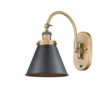 918-1W-BB-M13-BK 1-Light 8" Brushed Brass Sconce - Brushed Brass Appalachian Shade - LED Bulb - Dimmensions: 8 x 14 x 12.875 - Glass Up or Down: Yes
