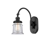 918-1W-BK-G182S 1-Light 6.5" Matte Black Sconce - Clear Small Canton Glass - LED Bulb - Dimmensions: 6.5 x 12.625 x 12.25 - Glass Up or Down: Yes