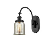 918-1W-BK-G58 1-Light 5" Matte Black Sconce - Silver Plated Mercury Small Bell Glass - LED Bulb - Dimmensions: 5 x 12.5 x 12.5 - Glass Up or Down: Yes