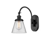918-1W-BK-G62 1-Light 6.25" Matte Black Sconce - Clear Small Cone Glass - LED Bulb - Dimmensions: 6.25 x 13.125 x 12.5 - Glass Up or Down: Yes
