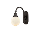 1-Light 6" Antique Brass Sconce - Matte White Cased Beacon Glass LED