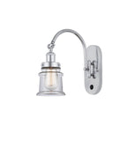 918-1W-PC-G182S 1-Light 6.5" Polished Chrome Sconce - Clear Small Canton Glass - LED Bulb - Dimmensions: 6.5 x 12.625 x 12.25 - Glass Up or Down: Yes