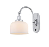 918-1W-PC-G71 1-Light 8" Polished Chrome Sconce - Matte White Cased Large Bell Glass - LED Bulb - Dimmensions: 8 x 14 x 12.5 - Glass Up or Down: Yes