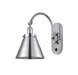 918-1W-PC-M13-PC 1-Light 8" Polished Chrome Sconce - Polished Chrome Appalachian Shade - LED Bulb - Dimmensions: 8 x 14 x 12.875 - Glass Up or Down: Yes