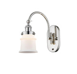 918-1W-PN-G181S 1-Light 6.5" Polished Nickel Sconce - Matte White Small Canton Glass - LED Bulb - Dimmensions: 6.5 x 12.625 x 12.25 - Glass Up or Down: Yes