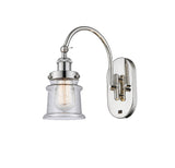 918-1W-PN-G184S 1-Light 6.5" Polished Nickel Sconce - Seedy Small Canton Glass - LED Bulb - Dimmensions: 6.5 x 12.625 x 12.25 - Glass Up or Down: Yes