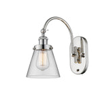 918-1W-PN-G62 1-Light 6.25" Polished Nickel Sconce - Clear Small Cone Glass - LED Bulb - Dimmensions: 6.25 x 13.125 x 12.5 - Glass Up or Down: Yes
