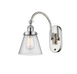 918-1W-PN-G64 1-Light 6.25" Polished Nickel Sconce - Seedy Small Cone Glass - LED Bulb - Dimmensions: 6.25 x 13.125 x 12.5 - Glass Up or Down: Yes