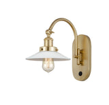 1-Light 8.5" Antique Brass Sconce - White Halophane Glass LED