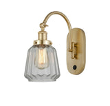 1-Light 7" Antique Brass Sconce - Clear Chatham Glass LED