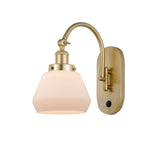 1-Light 7" Antique Brass Sconce - Matte White Cased Fulton Glass LED