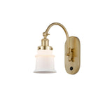 1-Light 6.5" Antique Brass Sconce - Matte White Small Canton Glass LED