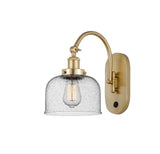 1-Light 8" Antique Brass Sconce - Seedy Large Bell Glass LED