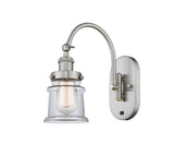 918-1W-SN-G182S 1-Light 6.5" Brushed Satin Nickel Sconce - Clear Small Canton Glass - LED Bulb - Dimmensions: 6.5 x 12.625 x 12.25 - Glass Up or Down: Yes