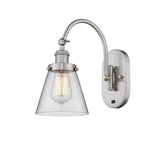 918-1W-SN-G62 1-Light 6.25" Brushed Satin Nickel Sconce - Clear Small Cone Glass - LED Bulb - Dimmensions: 6.25 x 13.125 x 12.5 - Glass Up or Down: Yes