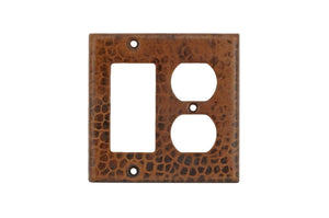 SCOR 4.5 Inch Premier Copper Combination Switchplate, 2 Hole Outlet and Ground Fault/Rocker GFI Cover
