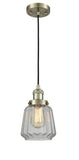 Cord Hung 7" Chatham Mini Pendant - Novelty Clear Glass - Choice of Finish And Incandesent Or LED Bulbs