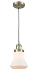 Cord Hung 6.25" Bellmont Mini Pendant - Bell-Urn Matte White Glass - Choice of Finish And Incandesent Or LED Bulbs