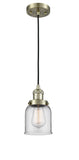 Cord Hung 5" Brushed Satin Nickel Mini Pendant - Clear Small Bell Glass LED