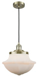 Cord Hung 11.75" Brushed Brass Mini Pendant - Matte White Cased Large Oxford Glass LED - Best Seller