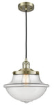 Cord Hung 11.75" Satin Gold Mini Pendant - Clear Large Oxford Glass LED