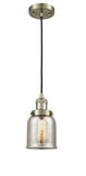 Cord Hung 5" Brushed Satin Nickel Mini Pendant - Silver Plated Mercury Small Bell Glass LED