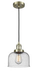 Cord Hung 8" Oil Rubbed Bronze Mini Pendant - Seedy Large Bell Glass LED