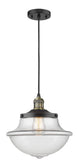 201C-BAB-G542 Cord Hung 11.75" Black Antique Brass Mini Pendant - Clear Large Oxford Glass - LED Bulb - Dimmensions: 11.75 x 11.75 x 11.5<br>Minimum Height : 15.375<br>Maximum Height : 133.375 - Sloped Ceiling Compatible: Yes